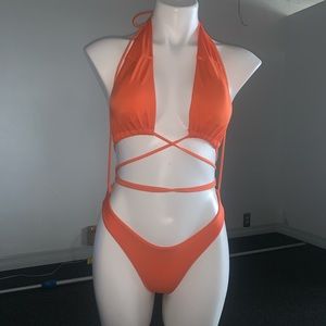 Orange bikini two piece swimwear size small
